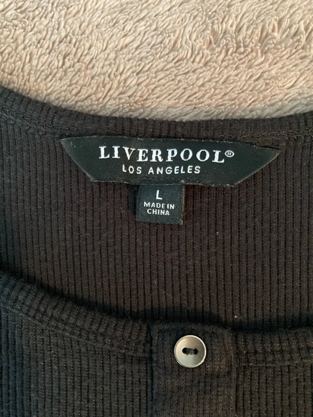 Liverpool Black Ribbed Button-Front Tank - Picture 3 of 8